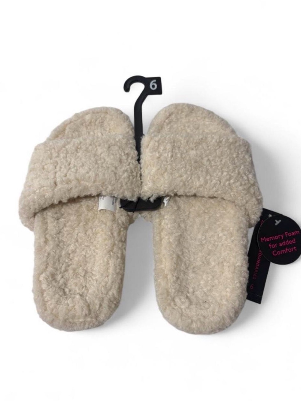 Plush Sherpa Slide Slippers for Women- Cream